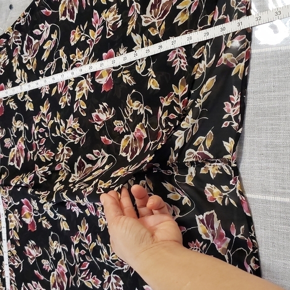 Nwot Caffe Marrakesh Floral Blouse Sheer High Low Hem, Size XL - Picture 10 of 13